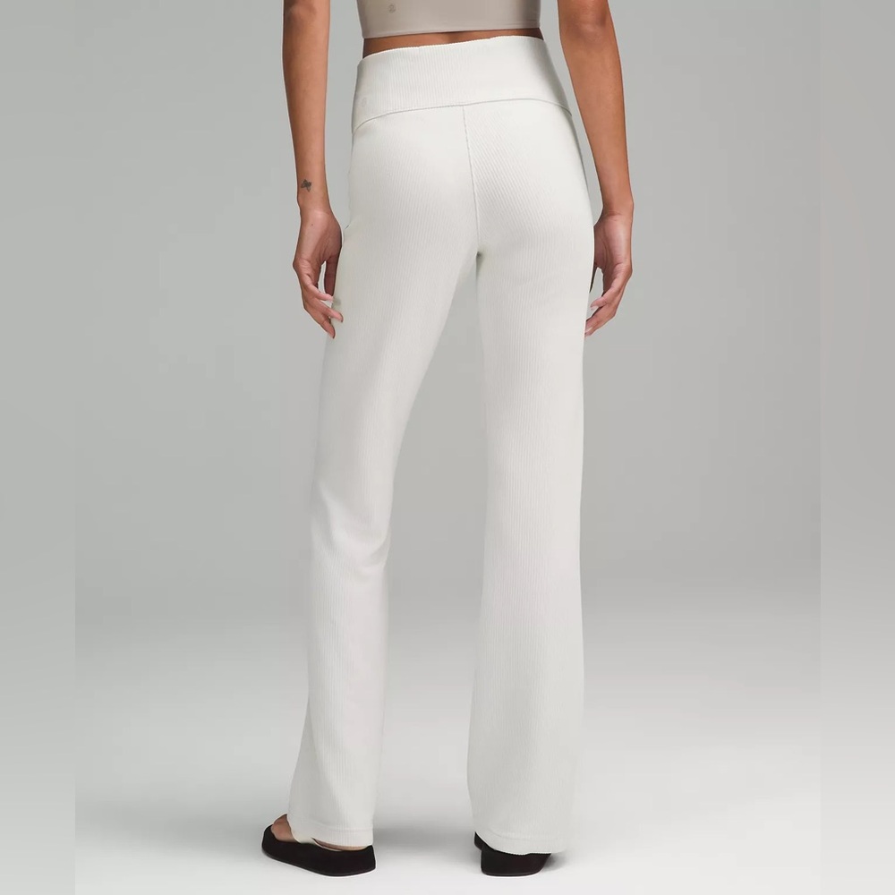 NWOT Lululemon Brushed Softstreme Rib Zip Flare Pants - Bone